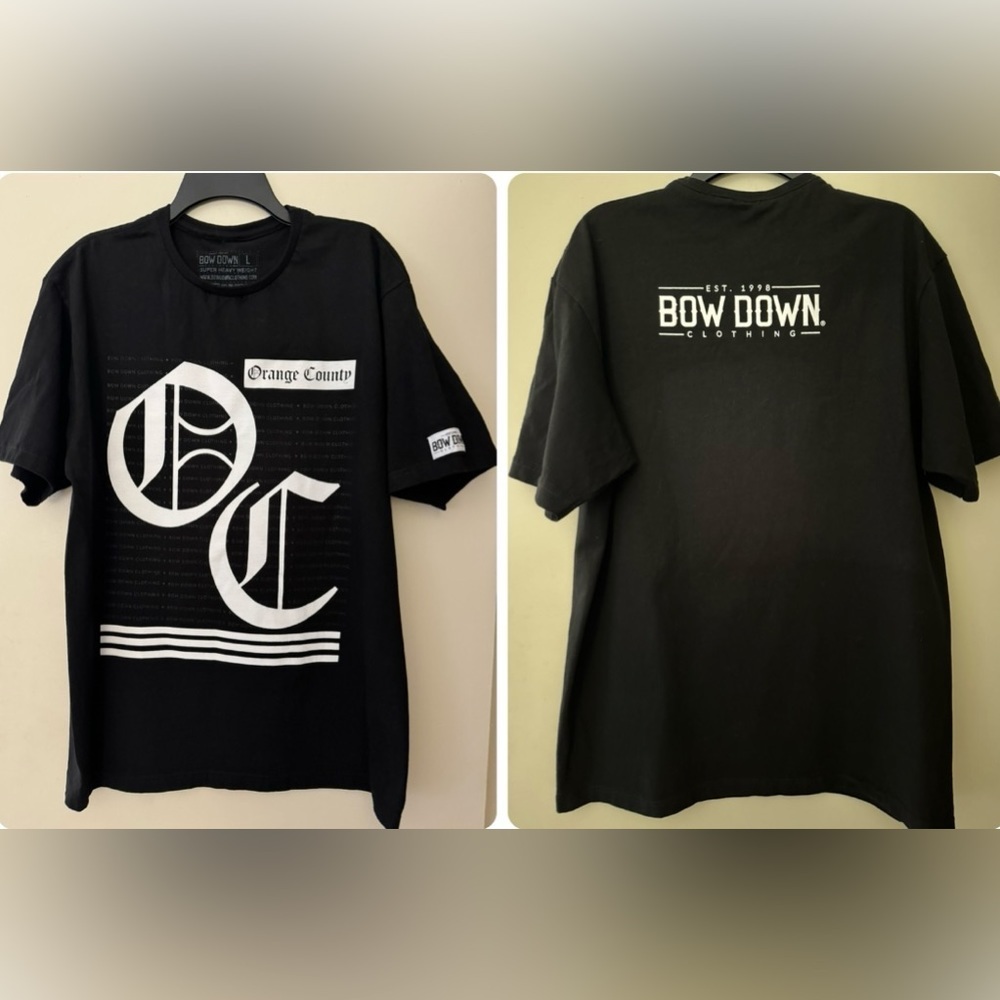 NWOT BOW DOWN Orange County Super Heavyweight Short Sleeve GraphicT Black/White